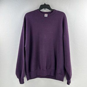 Vintage Jerzees Sweatshirt Adult XL Blank 90s Crewneck Fleece MADE IN USA Purple